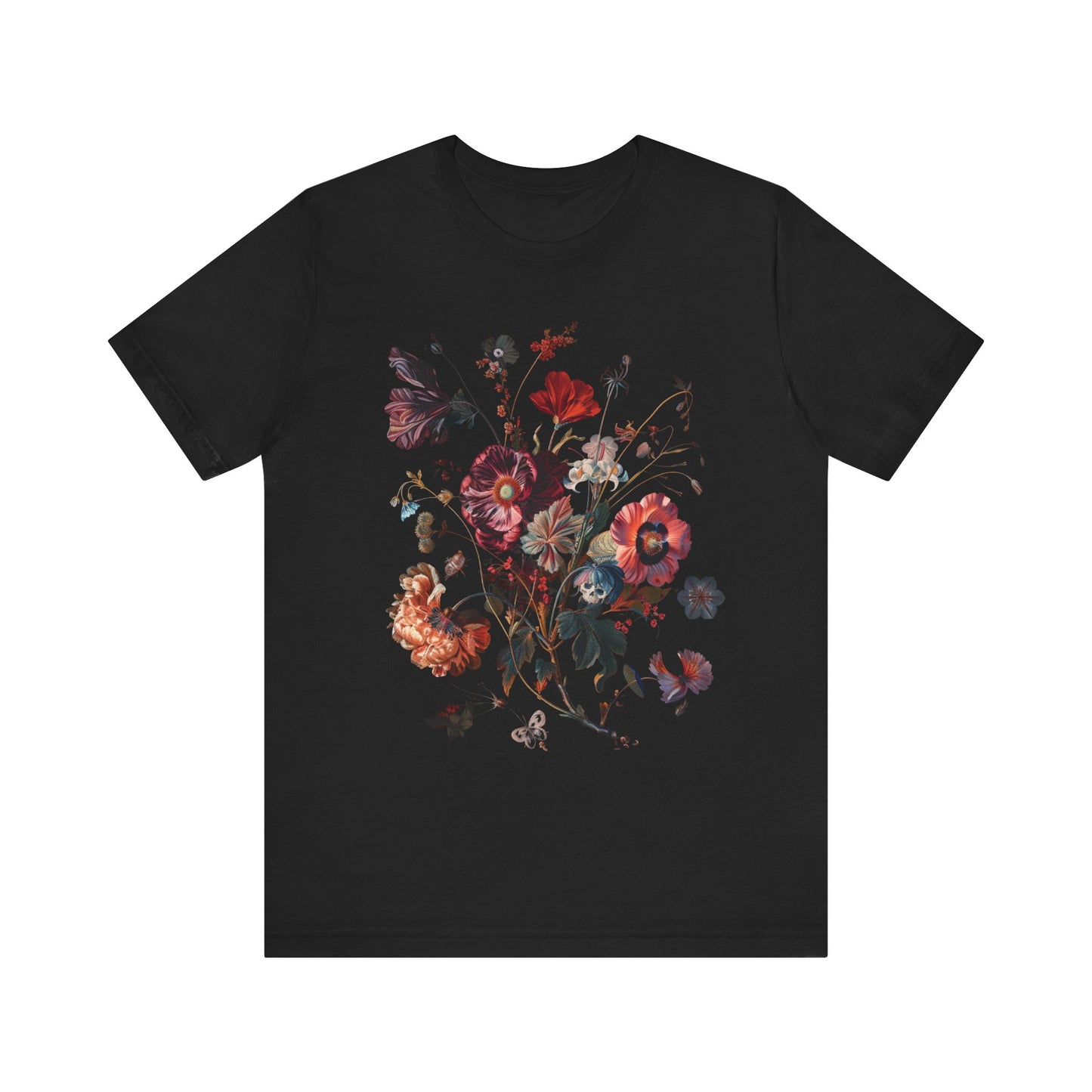 Floral Shirt in a gothic shirt style with dark tones, front view