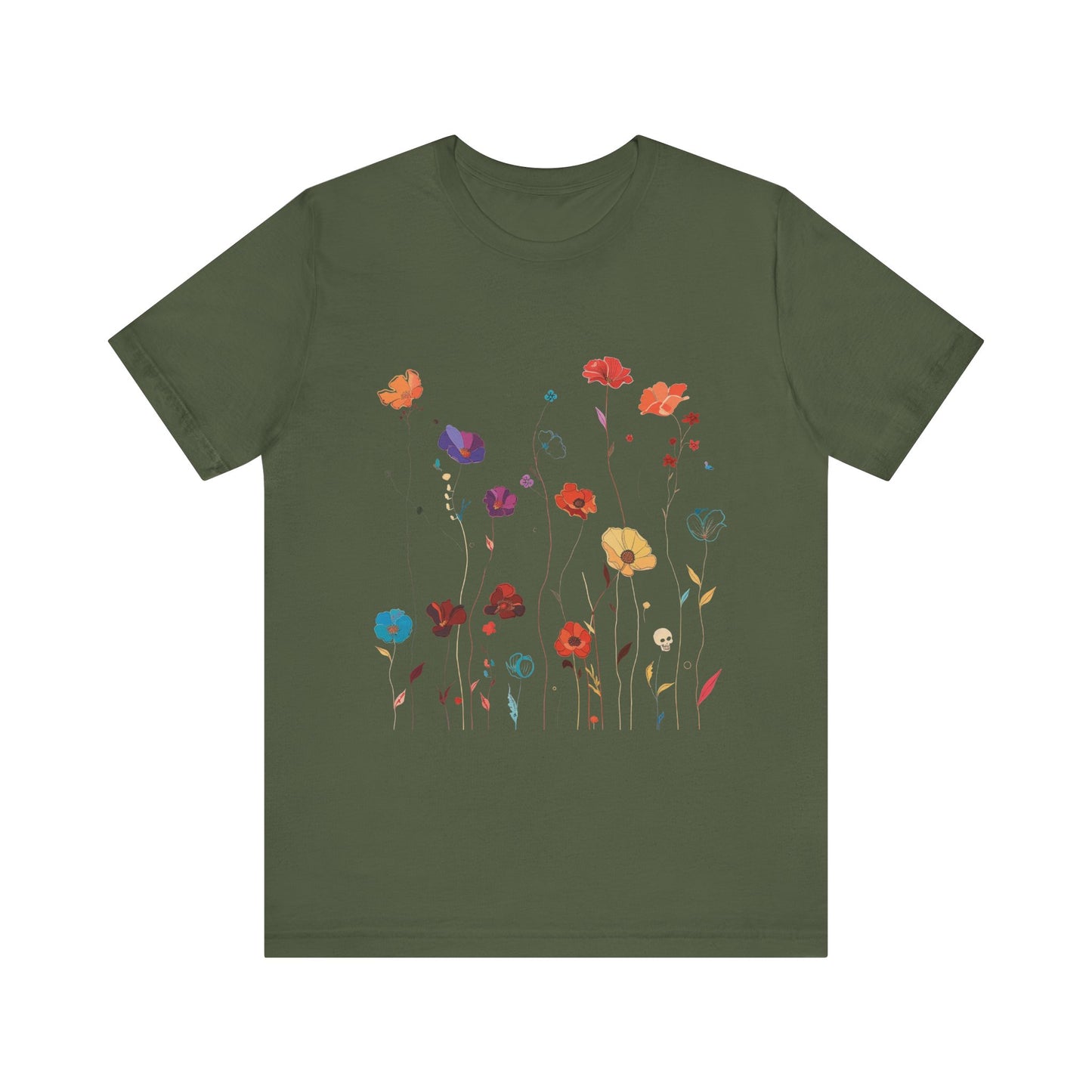 Floral Shirt with a Skull - Witchy Shirt