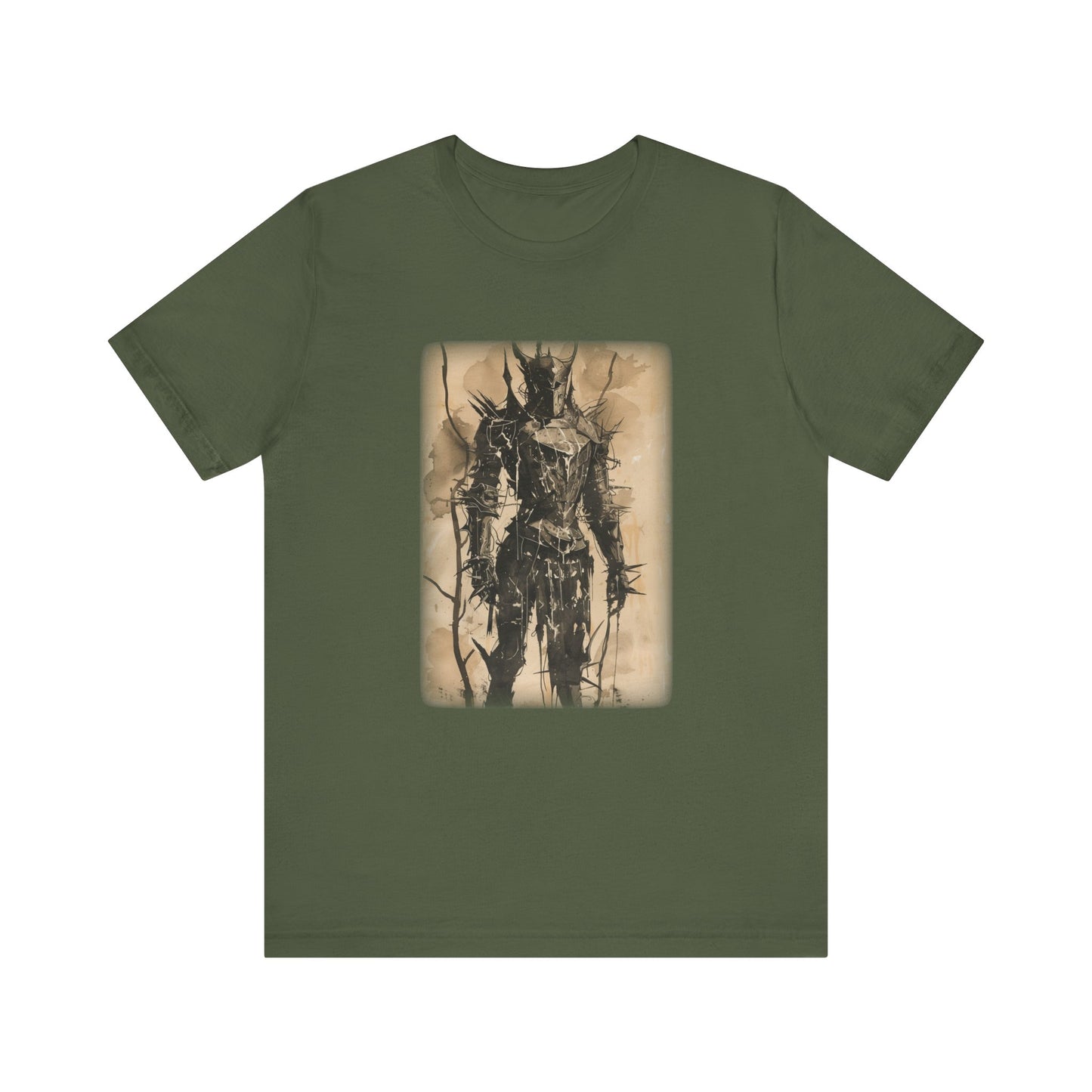 DnD shirt in a gothic style showing an evil knight, front view